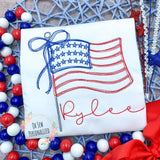 Flag With Bow Shirt - Girl Flag Shirt - Flag