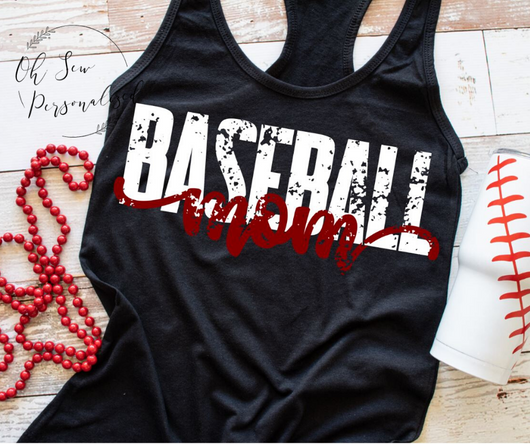 Baseball Mom Racerback Tank Top - Baseball Mom Shirt - Baseball Mom - Mom Of A Baseball Player