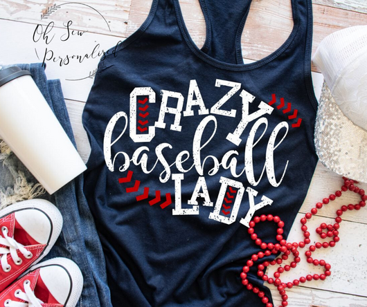 Crazy Baseball Lady Tank Top - Crazy Baseball Lady Shirt - Baseball Shirts For Women - Women's Baseball Tank - Baseball - RacerBack Tank Top - Tank Top - Women's Clothing