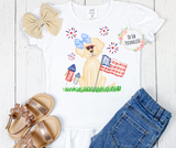 Yellow Lab Girl Shirt - 4th Of July Girl Shirts - Dog - Fireworks