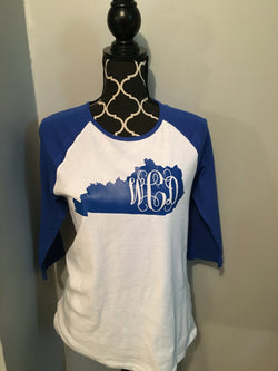 Kentucky monogram shirt - kentucky raglan shirt - kentucky raglan monogram shirr - kentucky shirt