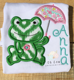 Frog with umbrella shirt - frog shirt for girls - summer shirts for girls - spring shirts for girls