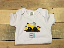 Bulldozer applique shirt / Bulldozer shirt / Name Shirt / Boy applique shirt