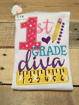 1st grade diva - first grade diva - school diva - diva shirt - back to school shirt - girls school shirt - school shirt for girls -