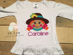 Scarecrow girl shirt - Girl Scarecrow Shirt - Scarecrow Shirt - Fall Shirt For Girls - Girl Fall Shirt - Scarecrow Shirt