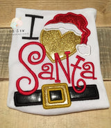 I love santa shirt - I Love Santa - I heart santa - Santa Shirt For Girls - Christmas Shirt For Girls - Christmas Shirt