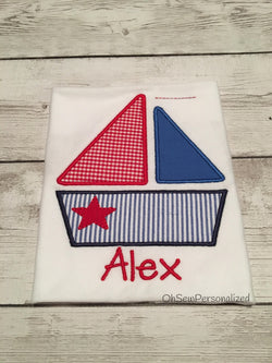 Sailboat Shirt For Boys - Summer Sailboat Shirt - 4th of July Boy Shirt - Patriotic Boy Shirt - Sailboat Shirt