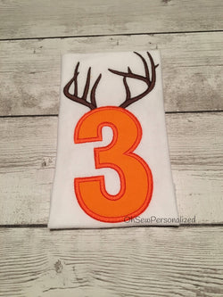 Hunting Birthday Bodysuit - Deer Antler Birthday Shirt - Deer Birthday Shirt - Third Birthday Hunting Shirt - 3rd Deer Antler Birthday Shirt