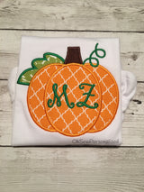 Pumpkin initial shirt / pumpkin fall shirt / girls fall shirt / Girls initial shirt / Girls pumpkin fall shirt/ applique fall shirt