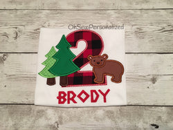 Woodland Birthday Shirt - Woodland First Birthday Shirt - Woodland Second Birthday Shirt - Woodland Third Birthday Shirt - Bear Birthday