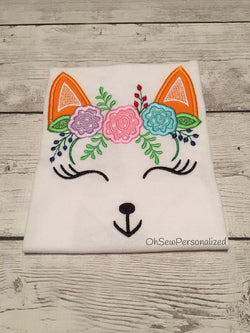 Fox Shirt For Gilrs - Girl Fox Shirt - Shy Fox Girl Shirt - Woodland Fox Shirt - Fox Shirt - Girly Fox Shirt