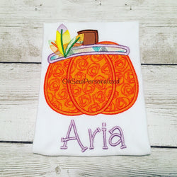 Thanksgiving Shirt For Girls - Girl Thanksgiving Shirt - Pumpkin Girl Shirt - Pumpkin With Feathers Shirt