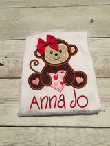 Valentine's Day Shirts For Girls - Girl Valentine Shirt - Monkey Valentines Day Shirt - Valentines Shirts For Girl