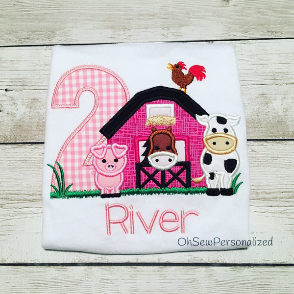 Barnyard Birthday Shirt For Girls - Girl Farm Party Shirt - Second Birthday Farm Shirt - First Birthday Third Birthday Fourth Birthday