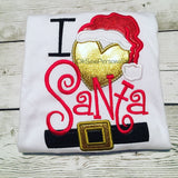 I love santa shirt - I Love Santa - I heart santa - Santa Shirt For Girls - Christmas Shirt For Girls - Christmas Shirt