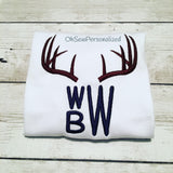 Deer Antler Monogram Shirt / Deer Antler Monogram Onesie / Deer Antler Monogram / Deer Antler Shirt / Deer Antler Boy Monogram Shirt