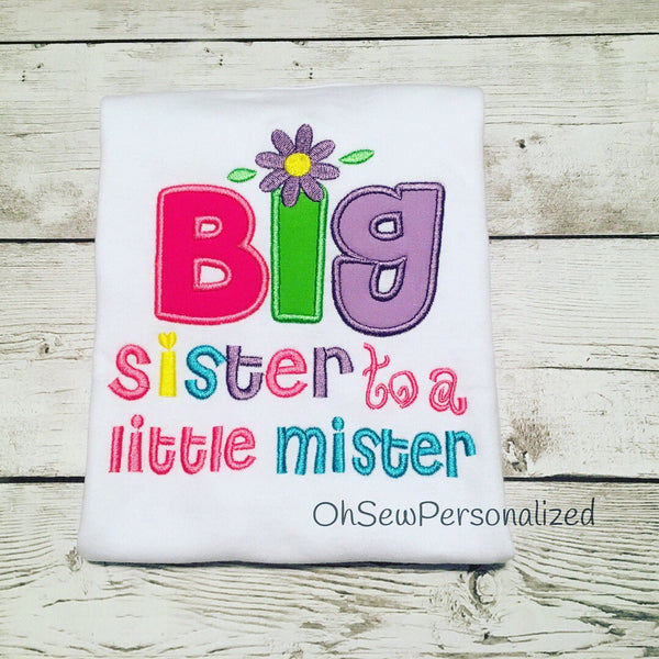 Big sister to a little mister shirt - big sister shirt - big sis shirt