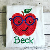 School Shirt For Boys - Boy School Shirt - Apple With Glasses Shirt - Apple Boy Shirt - Back To School - First Day Of School Shirt