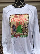 Merry Christmas yall shirt - Christmas Shirt - Womens  Christmas Shirt - Cheetah Christmas Shirt - Plaid Christmas