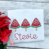 Watermelon Shirt - Girl Watermelon Shirt - Watermelon Trio - Watermelons - Embroidery - Summer Shirts For Girls - Summertime - Vacation