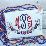 4th Of July Monogram Girl Shirt - Monogram Shirt - Fourth Of July Shirt - Monogram - Banner - Red White Blue