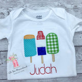 Ice Cream Trio - Ice Cream Shirt - Boy Ice Cream Shirt - Push Pop - Bomb Pop - Ice cream - Popsicle Shirt - Personalized - Summer Boy Shirt