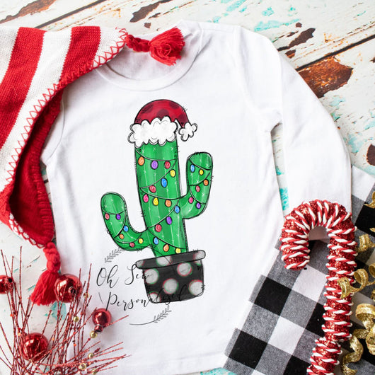 Christmas Cactus Shirt - Cactus Shirt - Lights - Christmas Shirt - Children's Christmas Shirt - Santa Hat Cactus - Desert Shirt