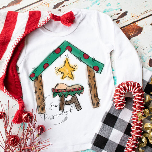 Christmas Manger Scene Shirt - Christmas - Christmas Shirt - Toddler - Jesus Birthday - Manger - Star