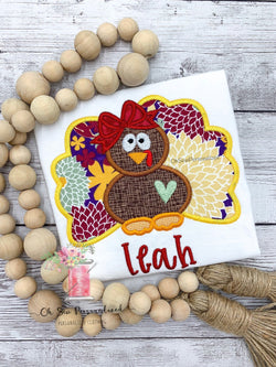 Girl Turkey Shirt - Thanksgiving Girl Shirt - Turkey Girl Shirt - Thanksgiving Shirt - Turkey - Embroidery - Applique