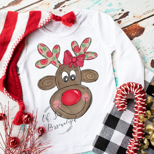 Reindeer Christmas Shirt - Girly Reindeer Shirt - Girl Reindeer Christmas Shirt - Reindeer - Christmas - Personalized - Toddler