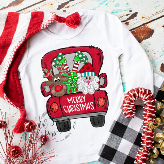 Merry Christmas Shirt - Reindeer Shirt - Elf Shirt - Santa Claus Shirt - Christmas Shirt For Girls - Christmas Shirts For Boys - Truck