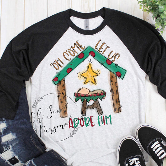 Oh Come Let Us Adore Him Shirt - Manger Scene Shirt - Manger - Jesus - Christmas Shirt - Christmas - Star - Christmas Women Shirt