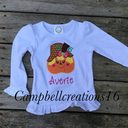 Scarecrow Pumpkin Fall Shirt / Fall Shirt / Pumpkin Shirt / Fall Applique Shirt / Fall Embroidery Shirt / Scarecrow Shirt / Girls Fall Shirt