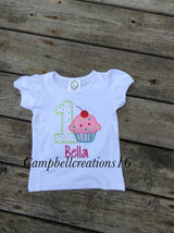 Cupcake first birthday shirt / first birthday shirt / cupcake shirt / cupcake first birthday / first birthday embroidery shirt