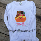 Scarecrow Pumpkin Fall Shirt / Fall Shirt / Pumpkin Shirt / Fall Applique Shirt / Fall Embroidery Shirt / Scarecrow Shirt / Girls Fall Shirt