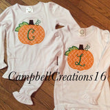 Pumpkin initial shirt / pumpkin fall shirt / girls fall shirt / Girls initial shirt / Girls pumpkin fall shirt/ applique fall shirt