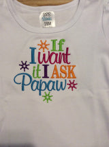 If I want it embroidery shirt / Saying Embroidery Shirt / Little Girl Embroidery Shirt / Girl Embroidery Shirt / Papaw Shirt