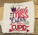 Cuter Than Cupid Shirt - Little Miss Cuter Than Cupid Shirt - Valentine shirt for girls - Girl Valentine Shirt - Valentine's Day Shirt