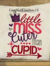 Cuter Than Cupid Shirt - Little Miss Cuter Than Cupid Shirt - Valentine shirt for girls - Girl Valentine Shirt - Valentine's Day Shirt