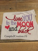 I love you to the moon and back shirt / I love you to the moon and back / Valentines Day Shirt for girls / Valentines dat shirt for boys