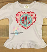 Monogram Valentine's Day shirt - Girl Valentine's shirt - monogram girl Valentine shirt - Valentine's Day shirt - heart monogram shirt