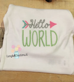 Hello World Bodysuit - Hello World Infant Clothing - Coming Home Shirt - Baby Shower Gift