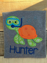 Snorkeling sea turtle shirt - sea turtle shirt - beach shirt for boys - beach shirt for girls - summer clothing for children