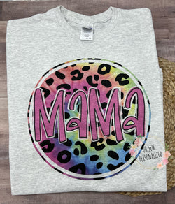 Tie Dye Leopard Mama T-Shirt