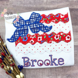 Bow American Flag Shirt - Girl 4th Of July Shirt